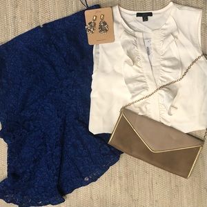J. Crew Blue Trumpet Lace Skirt Size 12